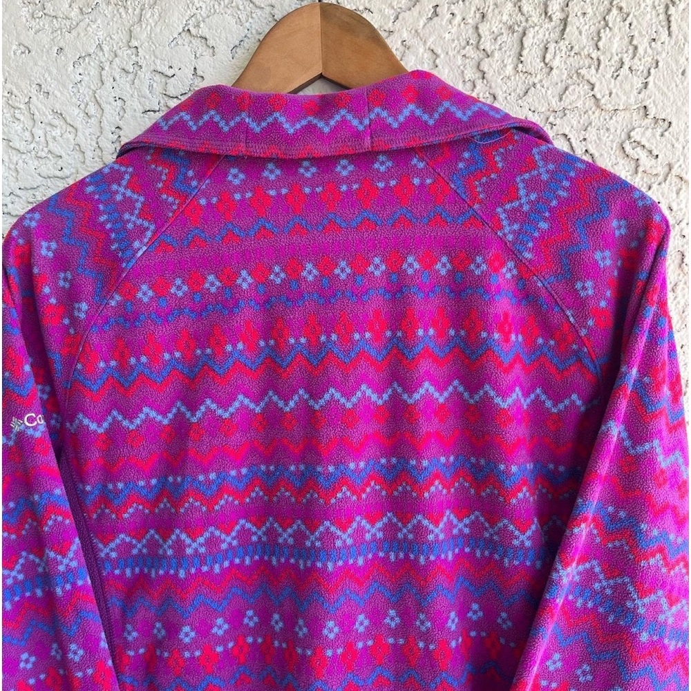 COLUMBIA Aztec Purple, Pink, Red Bright Fleece Quarter Zip Women’s Large - Picture 7 of 9